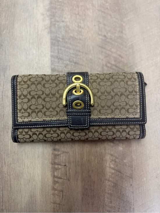 Coach Handbags - Coach Brown Signature Continental Wallet with Gold-Tone Buckle
